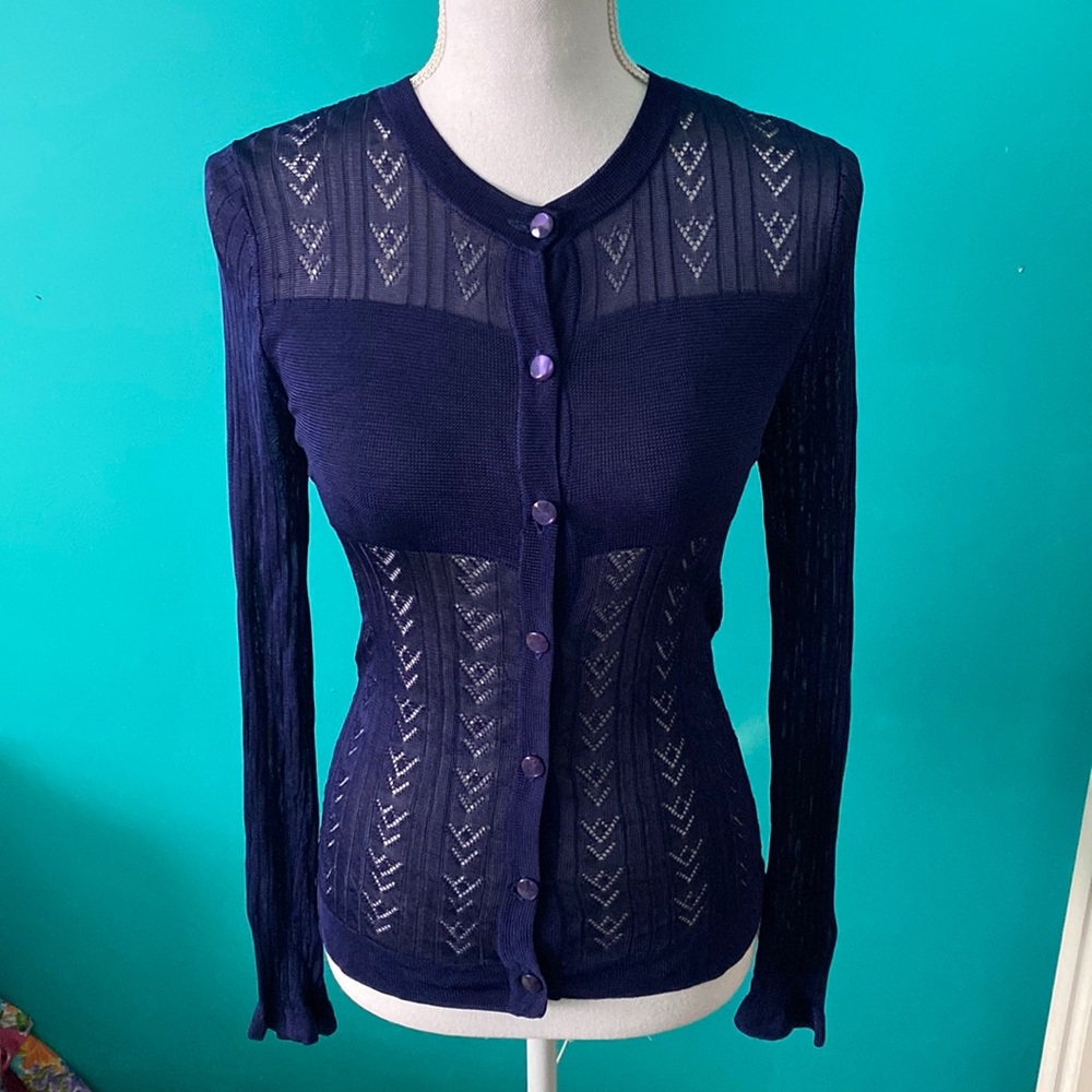 🥭 (4 for $15) IDI By Mathew Blue Cardigan - Picture 2 of 9